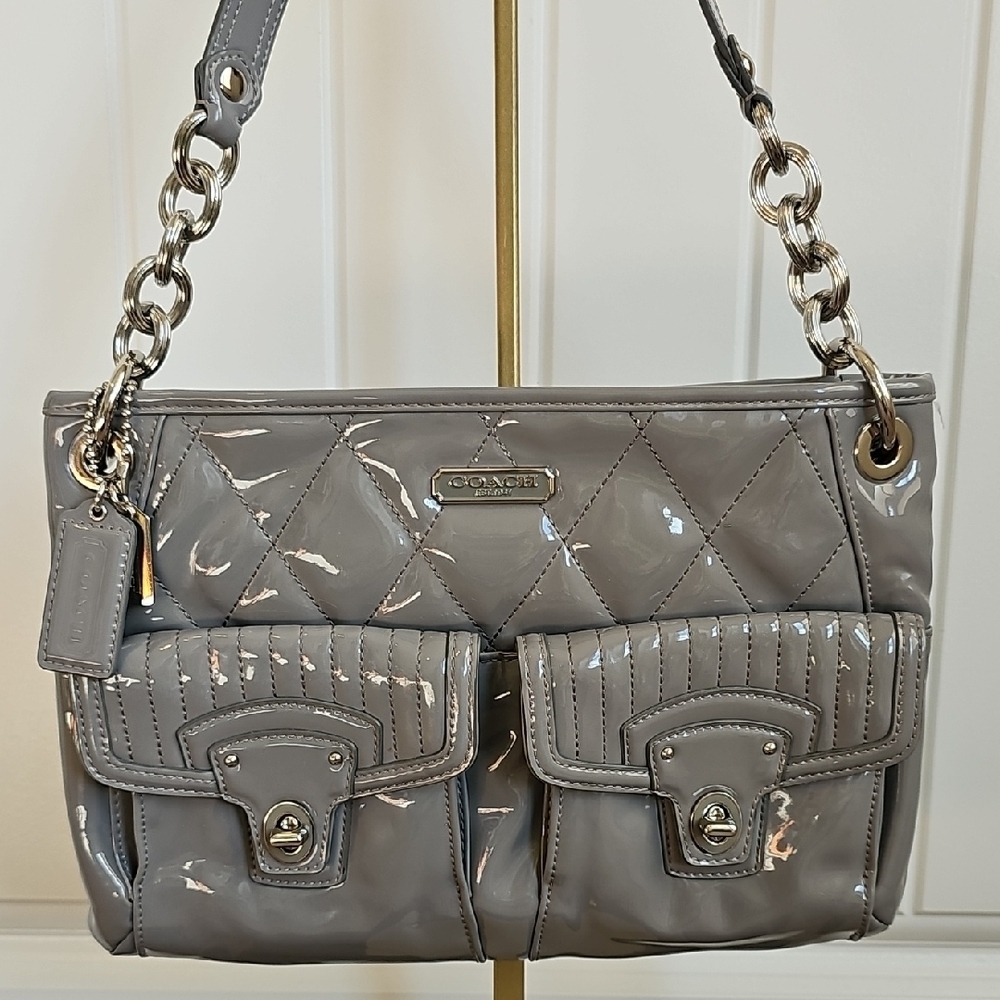 Coach 2011 Liquid Gloss Crossbody Bag Gray EUC